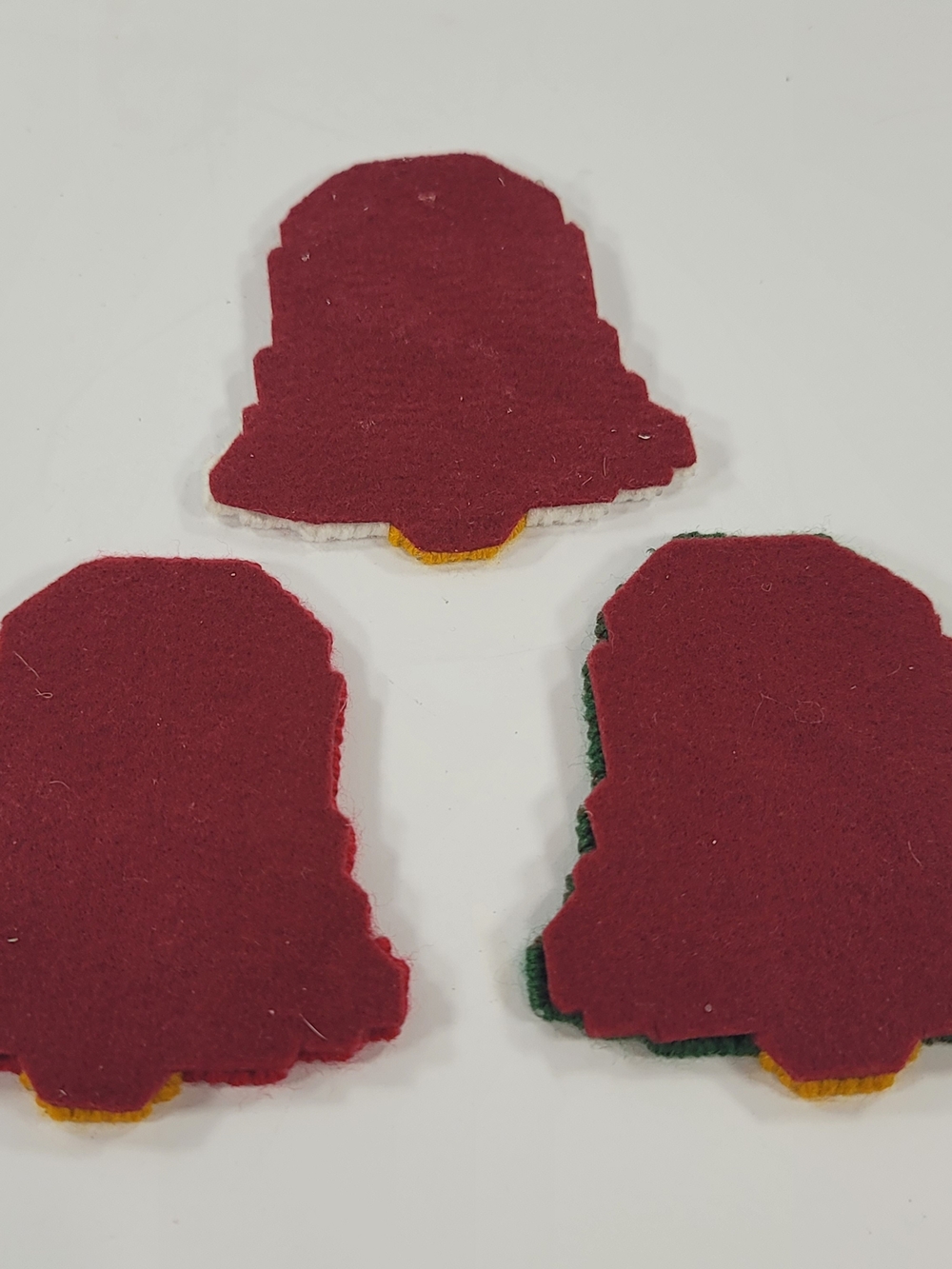 Vintage Handmade Plastic Canvas Bell Christmas Ornaments Set Of Three - Picture 3 of 5